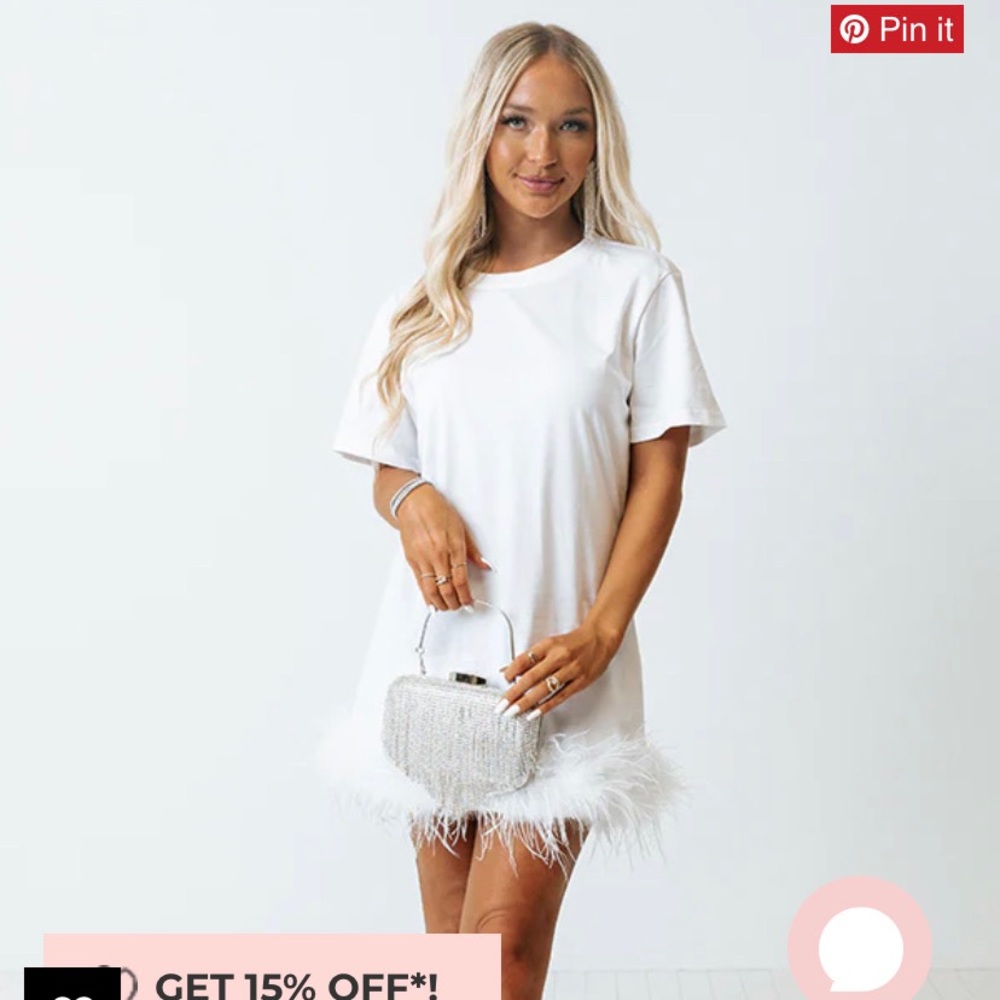 Shop Impressions white feather t shirt dress